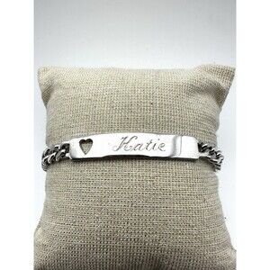 Vintage Speidel ID Bracelet engraved Katie curb links 6.5 inches